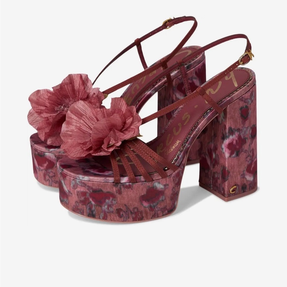 Sam Edelman NY Circus Floral Platform Sandals - Burgundy